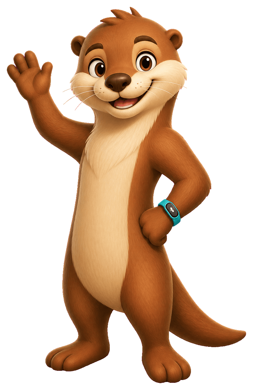 Kai the otter, waving hello